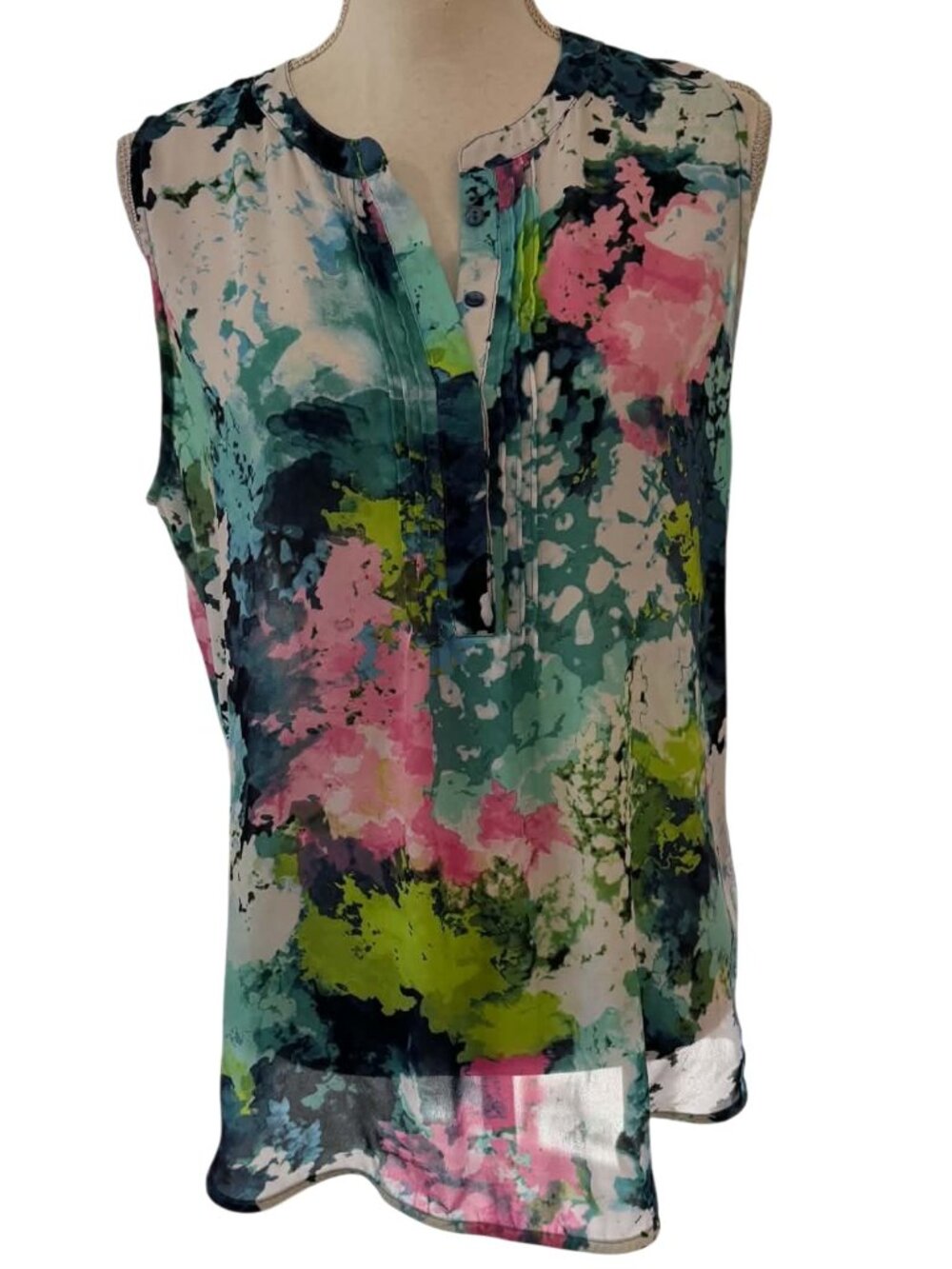 Liz Claiborne Multicolor Abstract Sleeveless Top Size Large
